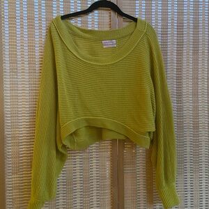 Chartreuse Off the Shoulder Knit Sweater